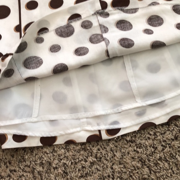 Dress Barn Skirt Linen Brown Polka Dot A Line SZ 12 Like New! - Picture 3 of 8